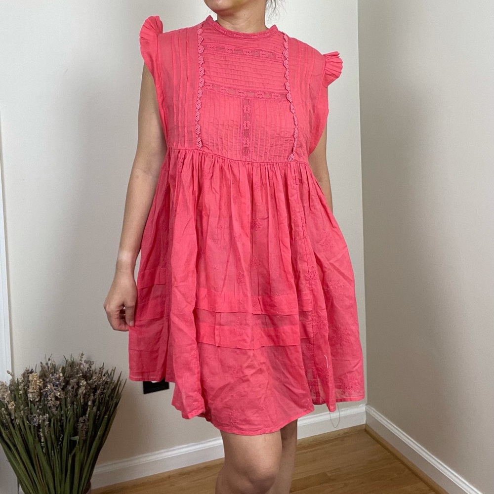 Free People ruffle embroidery dress